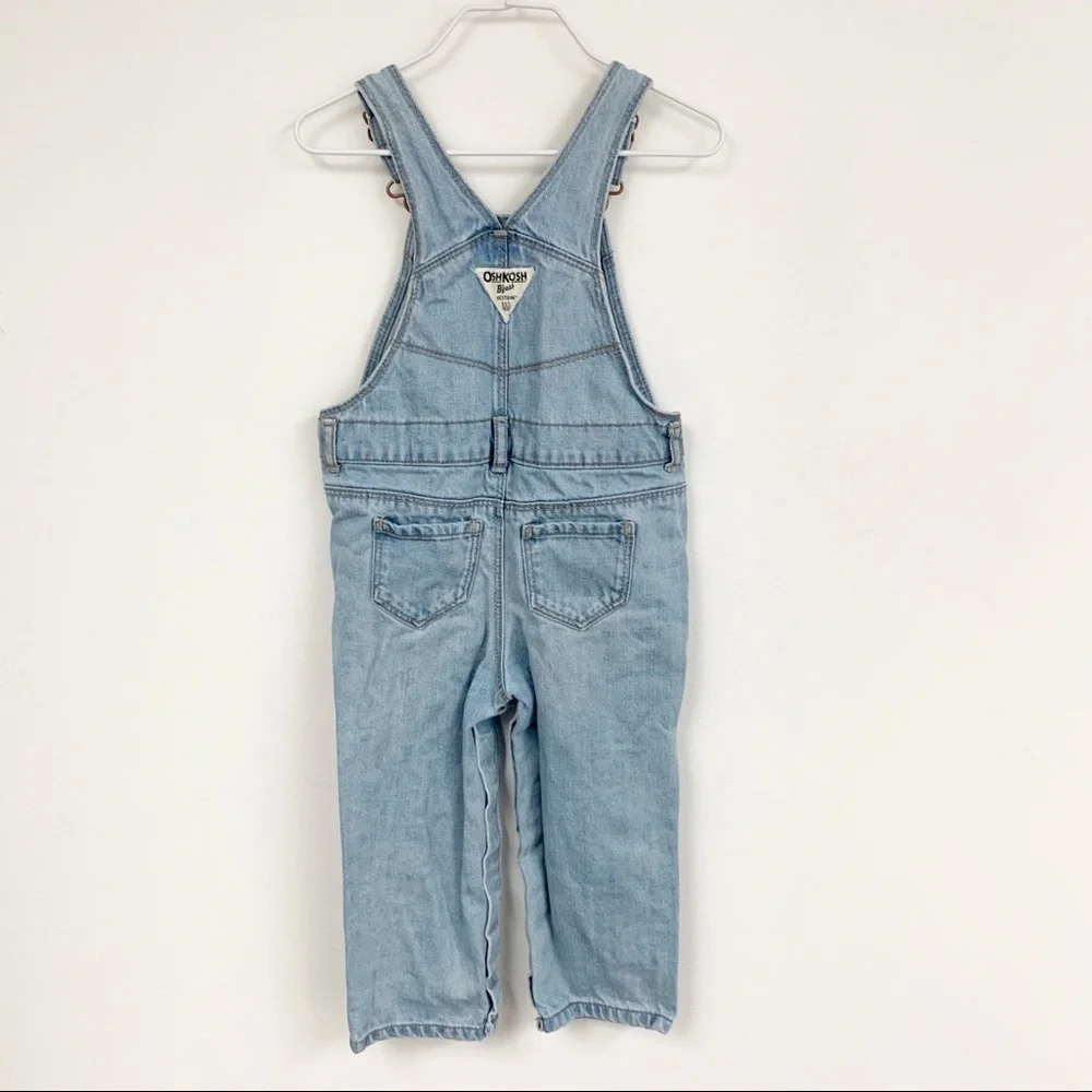 Osh Kosh Denim Overalls with pink heart Sz 24M